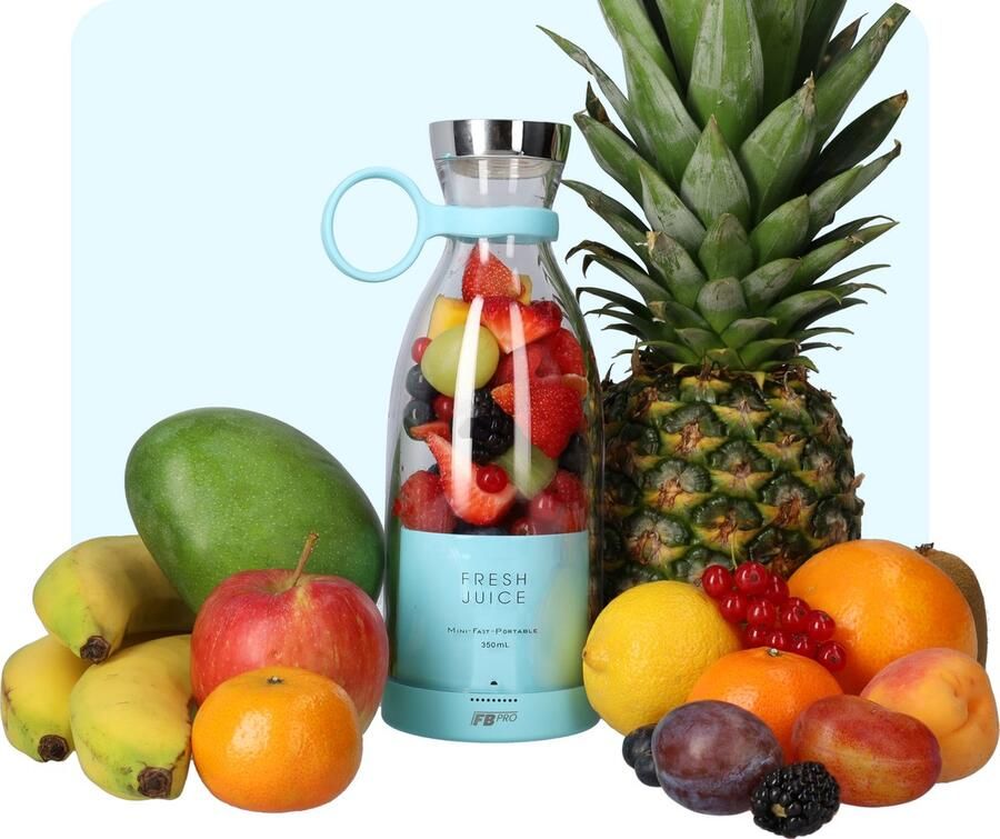 Blauwe Draadloze Blender To Go Smoothie maker voor onderweg! Draagbare mini blender blauw Mixer voor smoothies Draadloos opladen mogelijk! Handmixer voor gezonde drankjes