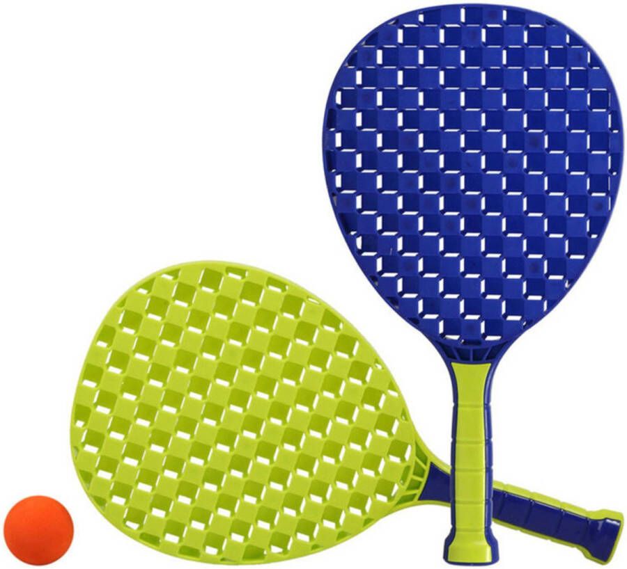 Blauw groene beachball set buitenspeelgoed Houten beachballset Rackets batjes en bal Tennis ballenspel