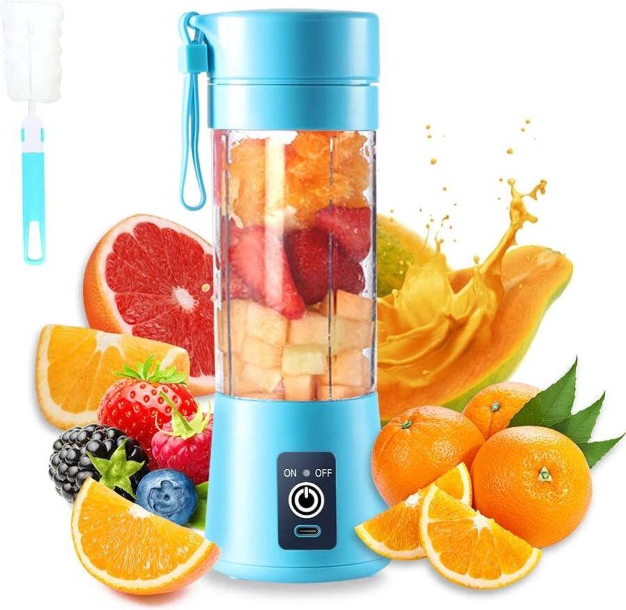 Blender Draagbaar USB Elektrische Smoothie Maker 380ml 6 Messen