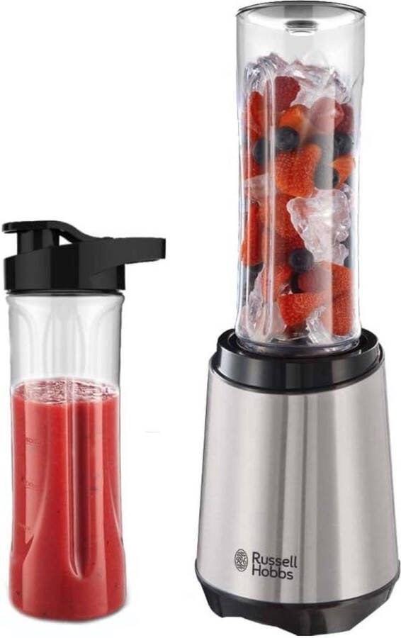 Blender Mix & Go Smoothie Maker 2 Bekers Van 600 ml (IJs Smoothies BPA-vrij 300 Watt RVS Basis)