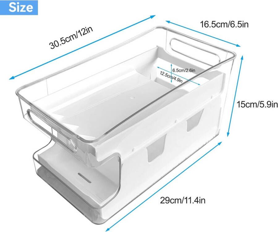 Blikhouder voor koelkast blikjesroldispenser voor koelkast 2-laags koelkastorganizer met ruimte voor 8 blikjes standaardformaat blikopslag voor koelkast keukenkast voorraadkast