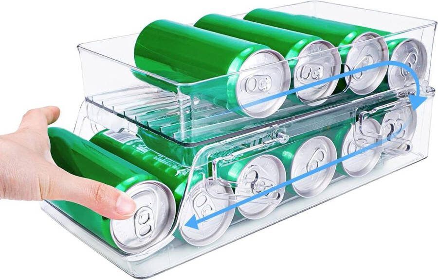 Blikjes auto-scrollen blikdispenser koelkast organizer voor blikjes koelkast opslag voor frisdrank en bier blikjeshouder koelkast