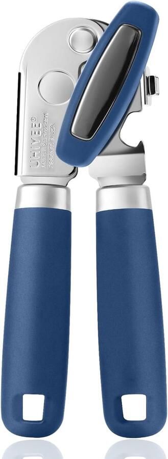 Blikopener zonder scherpe randen handmatige blikopener van roestvrij staal met multifunctionele flesopener blauw