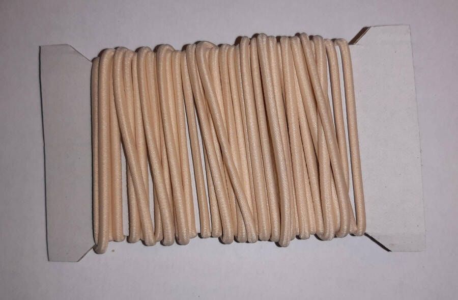 Blister koordelastiek 3 mm beige ecru naturel ongebleekt 2 5 m rond elastiek geschikt voor mondkapjes