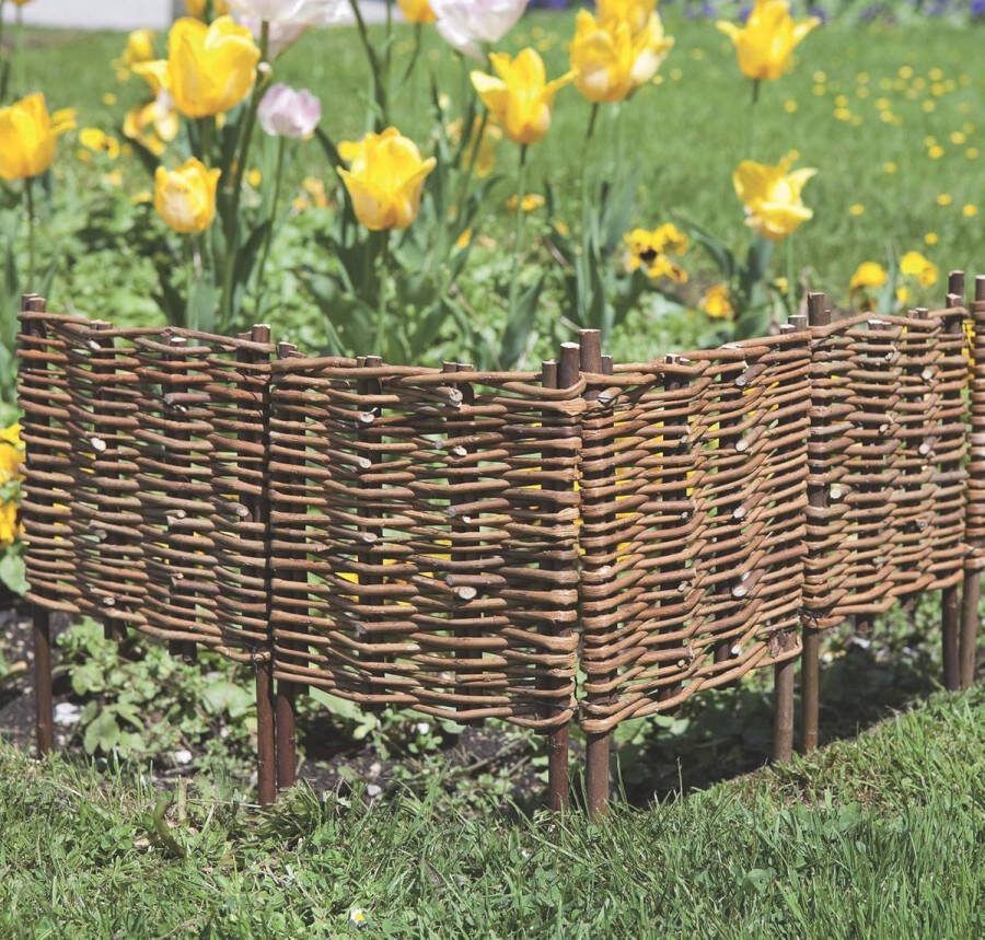 Bloembedomheining weidehek 100 x 20 35 cm naturel tuinomheining gazonrand palissade