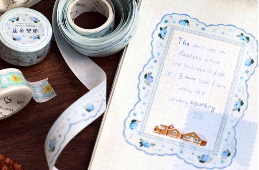 Merkloos Sans marque Bloemen Slingers Washi Tape | Blauw | Versieringen Slingers | Bullet Journal | Journalling | Journaling | Masking Tape | Must Haves | Basic Washi Tapes | Versieren | Plakboeken | Inpakken | Leuke Washi Tapes | Schattig | Mooi | Bloem Kransen Bogen