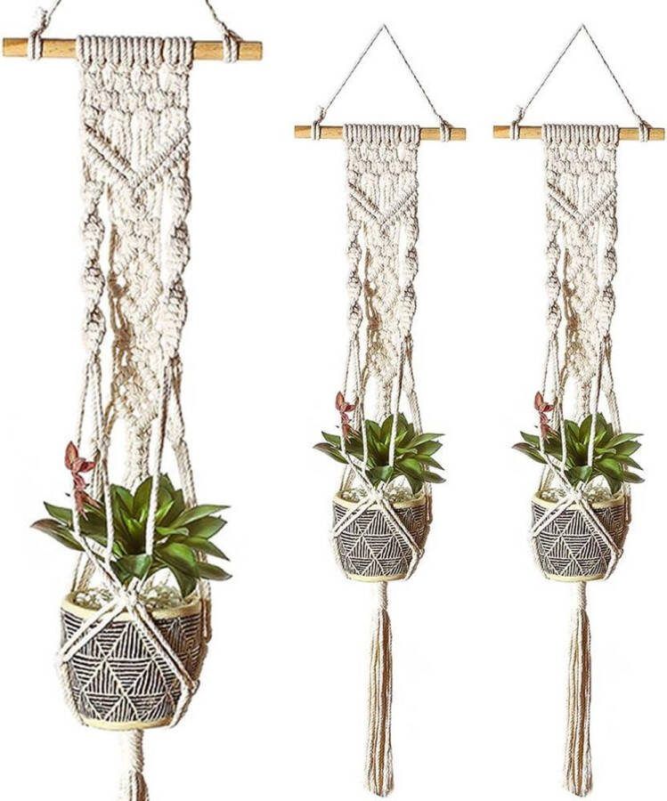 Bloemenhangers hangende plantenhouder set van 2 katoenen touw wanddecoratie balkon Flower Hanger