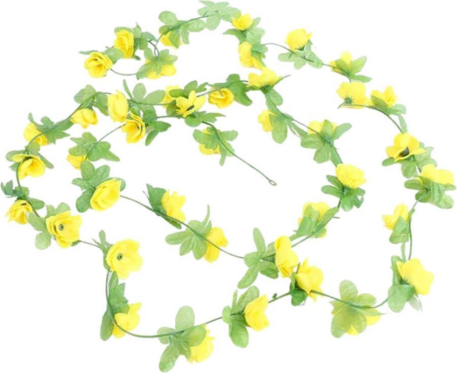 Bloemenslinger 42 Mini Bloemen Geel Kunstbloemen Slinger voor Decoratie Bloemenslinger Fietsmand of Stuur 230 CM Kunst Kamer of Fiets Decoratie Klimop Rozen