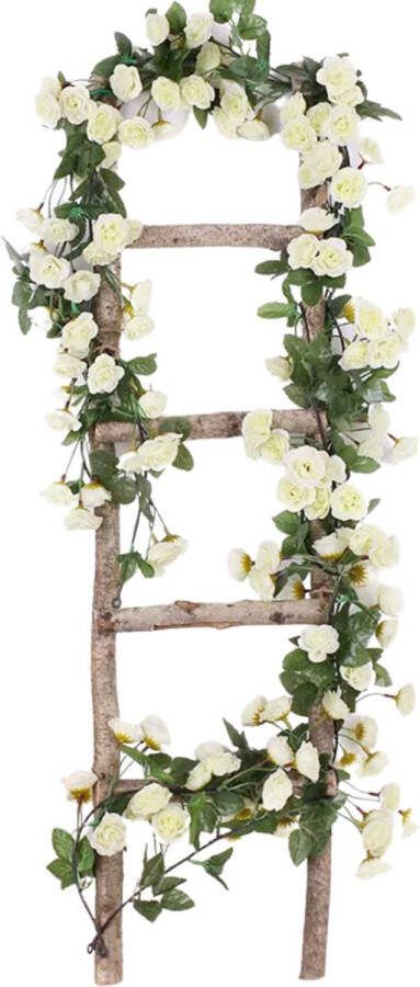 Bloemenslinger Fiets en Interieur 69 Mini Rozen Wit Stijlvolle Bloemenstreng voor Fietsmand of Stuur 180 CM Bloemen Plastic Kunstbloemen Fiets Slinger
