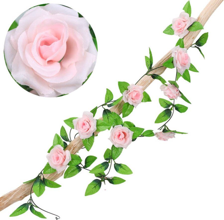 Bloemenslinger Rozen Fiets Lichtroze Stijlvolle Bloemenstreng voor Fietsmand of Stuur 220 CM Bloemen Plastic Kunstbloemen Fiets Slinger