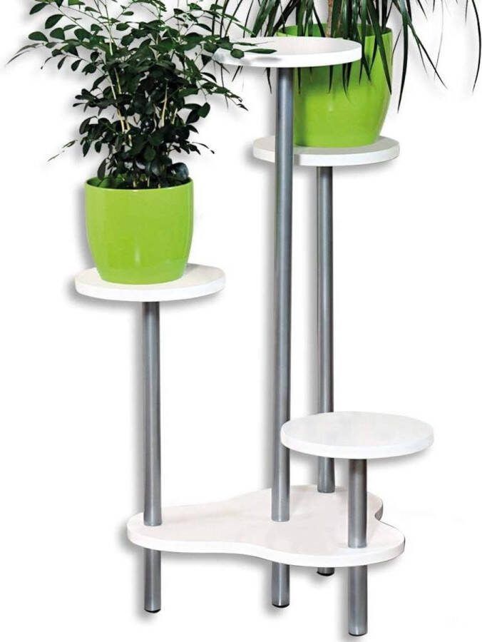 Bloemenstandaard met wit gelakte spaanplaat planken bloemenrek etagerek 645 x 725 x 46 cm