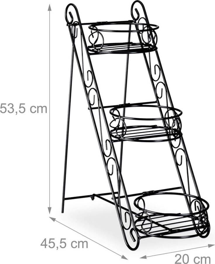 Bloementrap metaal 3 planken decoratief plantentrap voor binnen en buiten 53 5 x 20 x 45 5 cm zwart