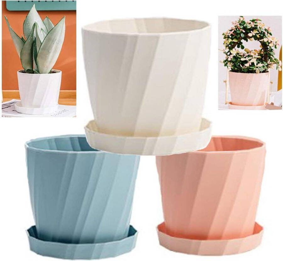 Bloempot 3 Pack Kleurrijke kunststof bloempotten Binnen-buiten plantenhouder Nordic Style Tuinpotten Plant Containers met Basisbeugel Vetplanten Bloemen Kruiden Cactus Huis en Kantoor Winkels Décor 3 Kleuren Small 13.8*12.5cm