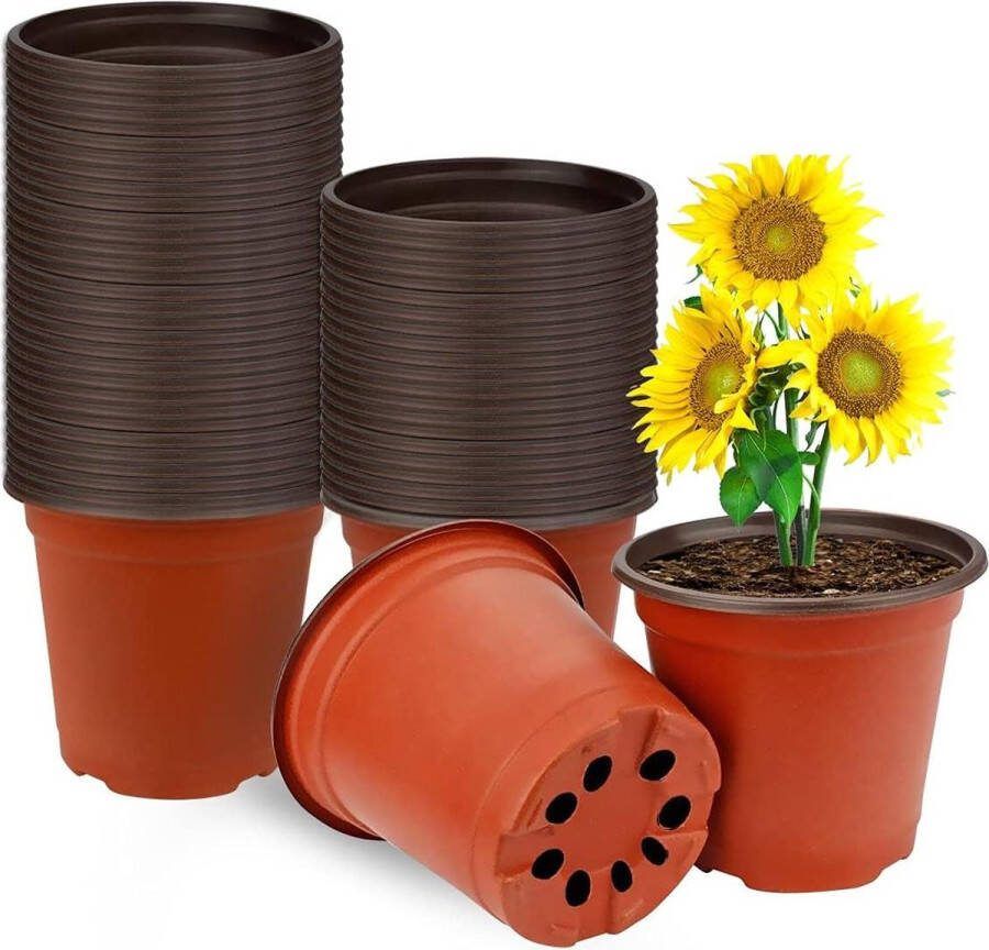 Bloempot 50-delige plastic plantenpotten multifunctionele tuinplanter praktische zaaibak ideaal voor kruidenbloembedden binnenshuis en buitenshuis