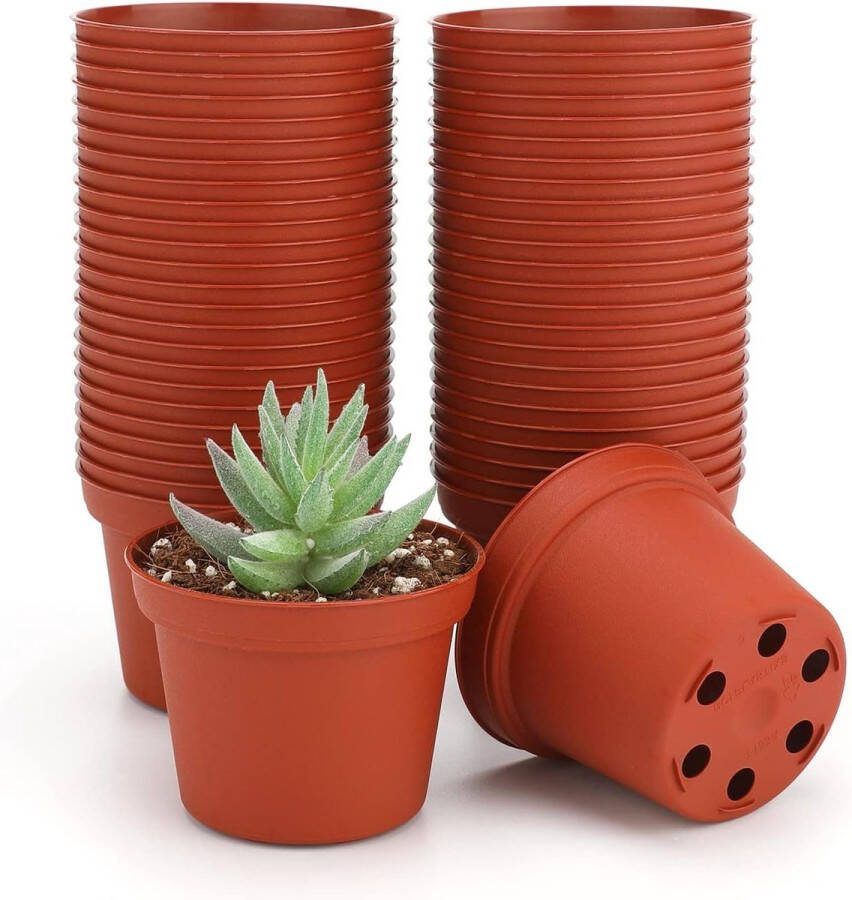 Bloempot 50 stuks plastic potten voor het starten van zaden-zaailing-stekken 75 cm kleine plastic plantenkwekerijpotten stevige bloempotten voor fruit groenten vetplanten kruiden verplanten terracotta kleur