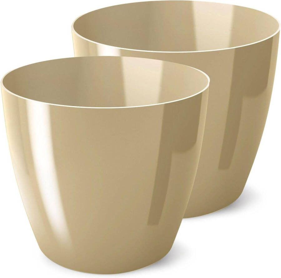 Bloempot decoratief kunststof glanzend overpot voor grote en kleine planten set van 2 kruidenpot goud doorsnede 14 cm