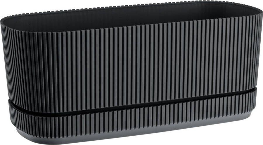 Bloempot Elegante ovale bloempot met speciale onderzetter stijlvolle antraciet afwerking licht binnen buiten 29 x 13 x 12 cm antraciet