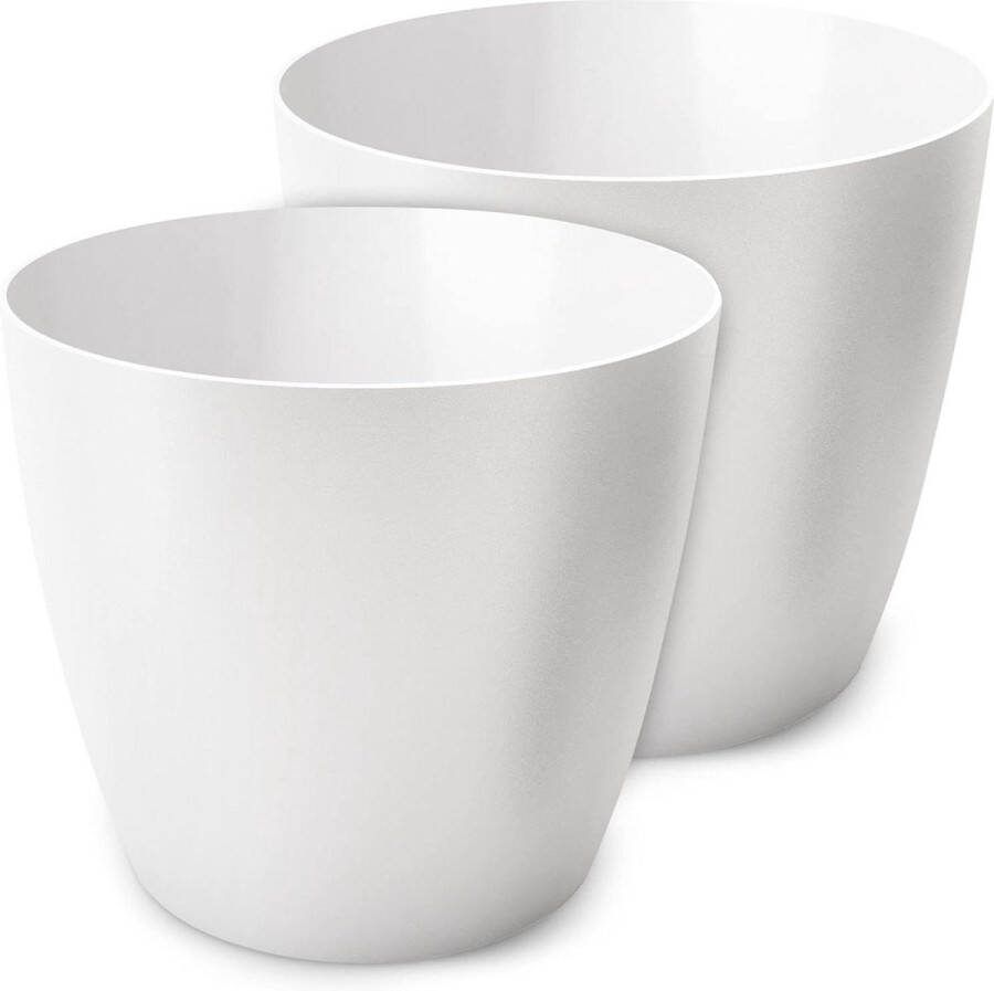 Bloempot mat sierpot decoratief wit set van 2 plantenpot kruidenpot doorsnede 25 cm Bloempot
