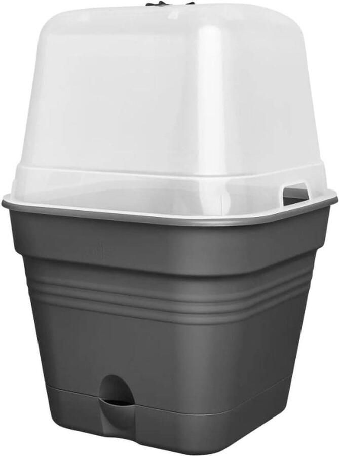 Bloempot Vierkant Allin1 30 Kweken En Oogsten Living Black Kweekpot Ø 29.6 x H 24.9 cm