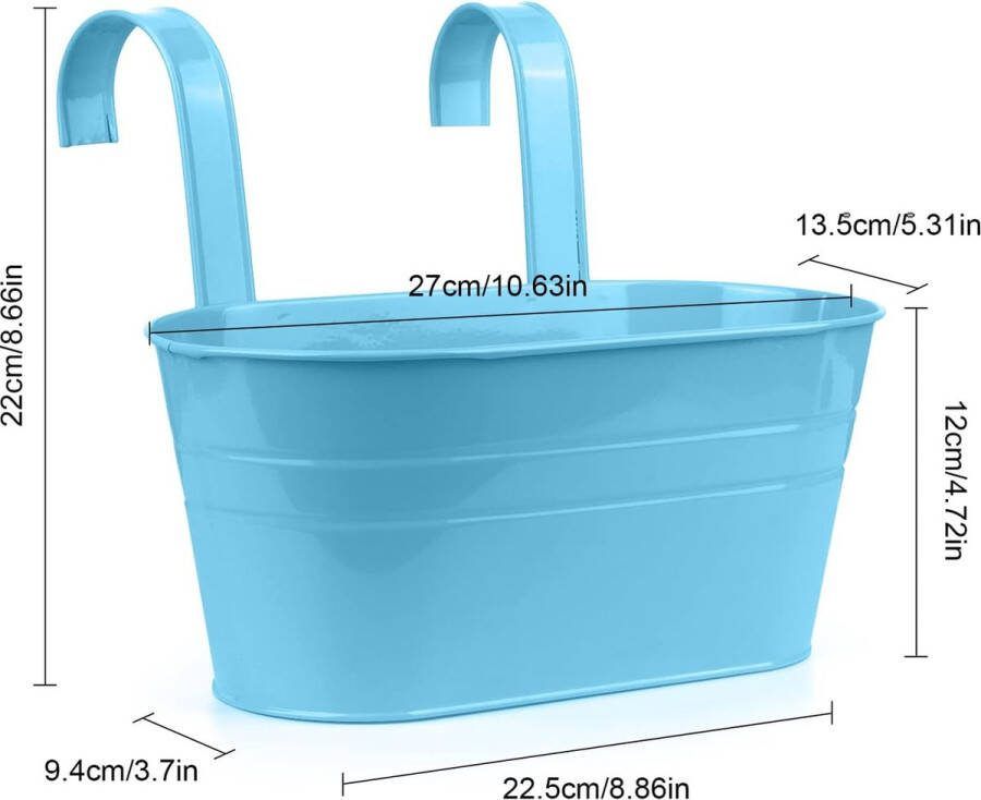 Bloempotten metaal ijzer hangende bloempotten tuinpotten balkon plantenbakken metalen emmer bloemenhouder wandbehang decoratieve pot afneembare haak (4 stuks) (groot)