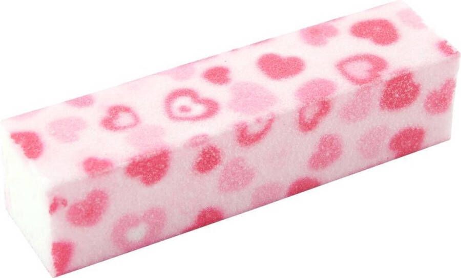 Blokvijl voor nagels 'hartjes' kleur roze grit 2000 4 zijdig