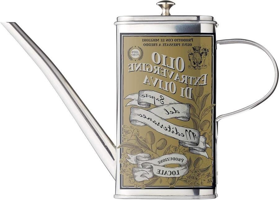 Blue World of Flavours Oliekan Oliefles met Schenktuit Decoratieve print Roestvrij Staal 500 ml