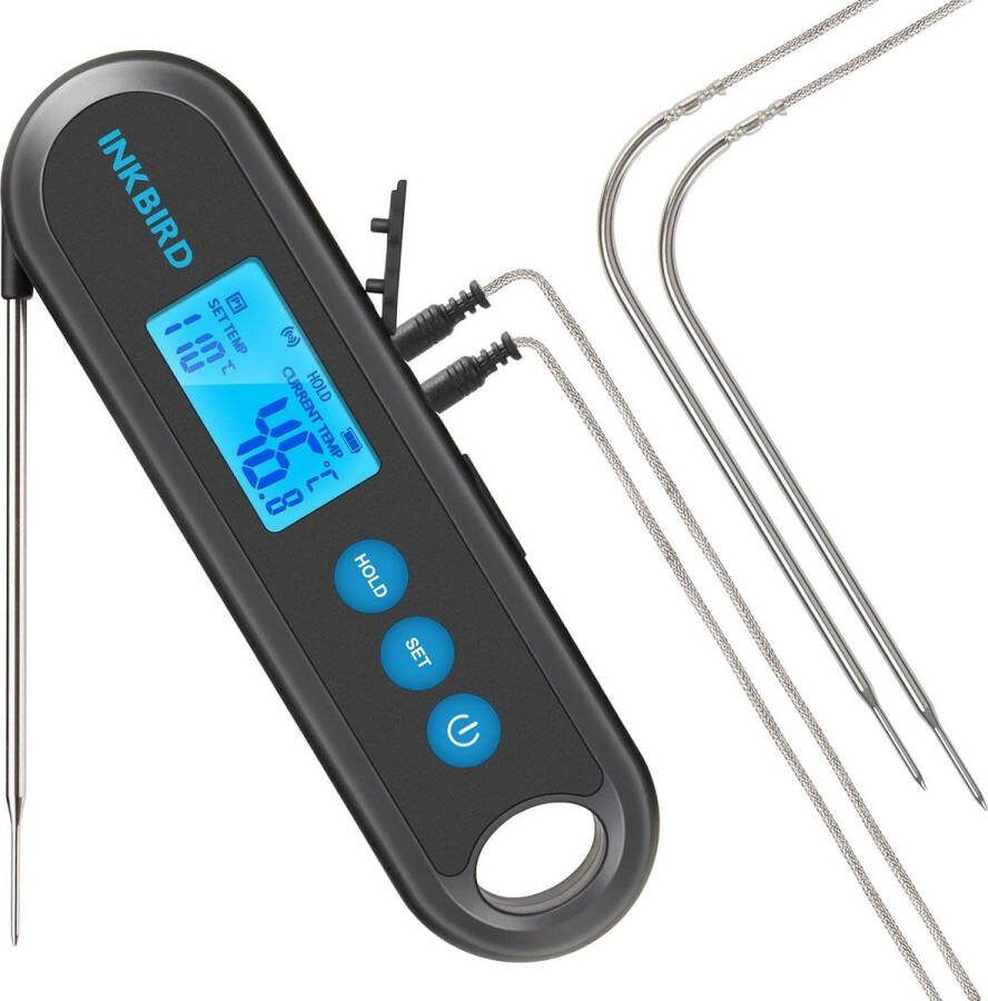 Bluetooth Digitale Vleesthermometer met Externe Probes Snelle Uitlezing Oplaadbaar Voor Grillen en BBQ