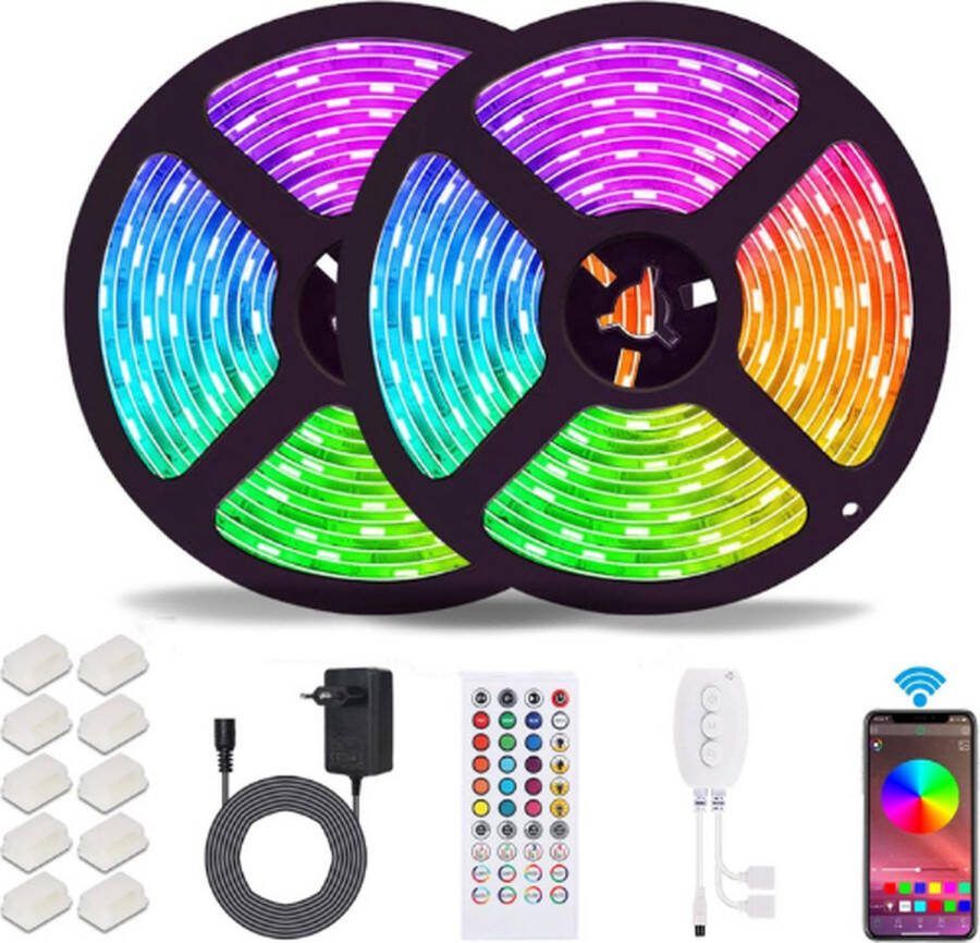 Bluetooth LED strips 10 Meter LED Light Waterdichte IP65 RGB Lights met Smart Bluetooth Controller 40 Toetsen Afstandsbediening Decoratie