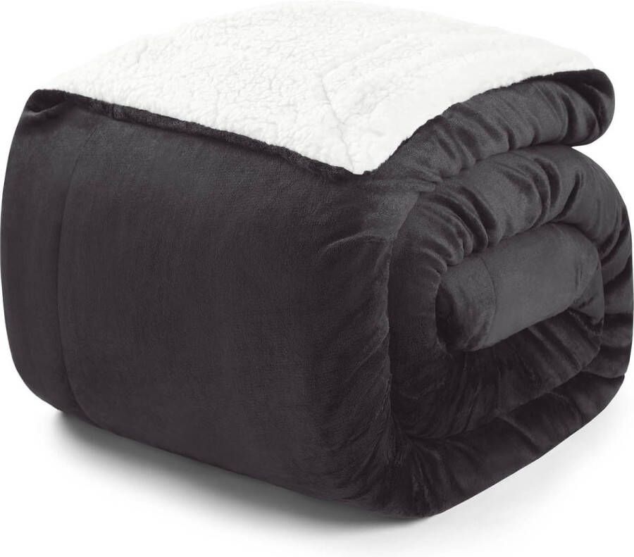 Blumtal pluizige Sherpa deken hoogwaardige deken fleece deken superzachte fleecedeken als bankhoes sprei of woonkamerdeken 130 x 150 cm Antraciet