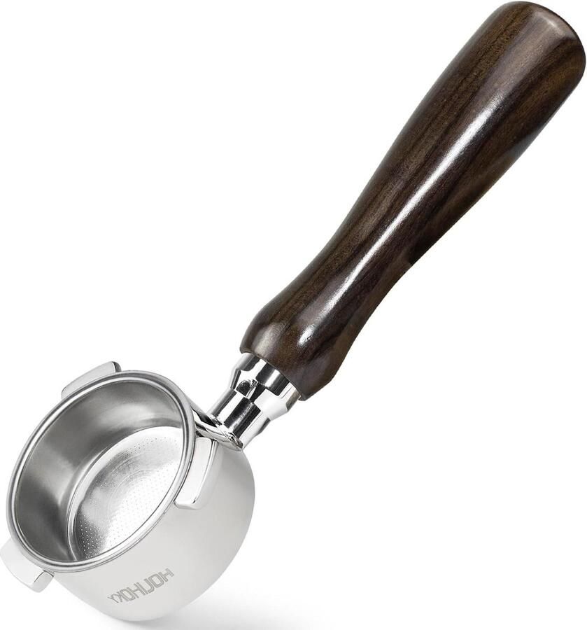Bodemloze zeefhouder 51 mm houten handvat roestvrij staal 304 compatibel met DeLonghi Dedica EC680 EC685 espresso koffiezetapparaat