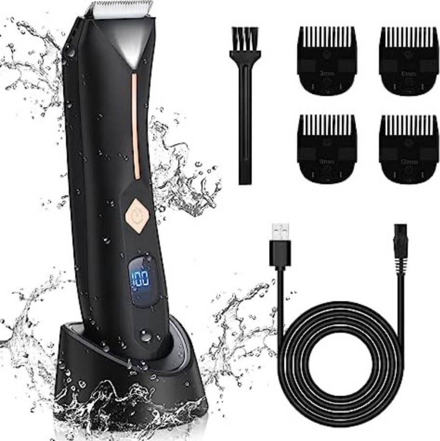 Bodygroomer Mannen Body trimmer Heren Body Shaver Mannen Lichaam Groomer met LED-licht en display Waterdichte lichaamshaartrimmer Zwart