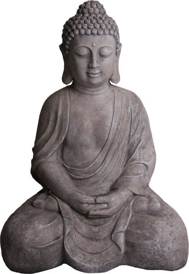Boeddha beeld grijs 49 x 34 x 71 cm polyhars beeldje