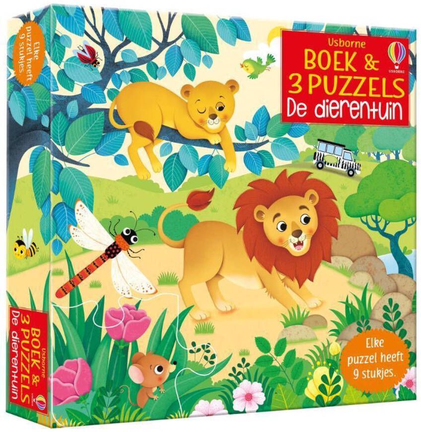 Merkloos Usborne Boek met 3 puzzels de dierentuin. 3+