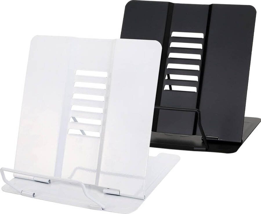 Boekenstandaard 2 stuks bureauleesstandaarden metaal verstelbare metalen boekenhouder draagbare leesstandaard voor kookboek documenten stevig bureau recept (20 x 18 x 15 cm)