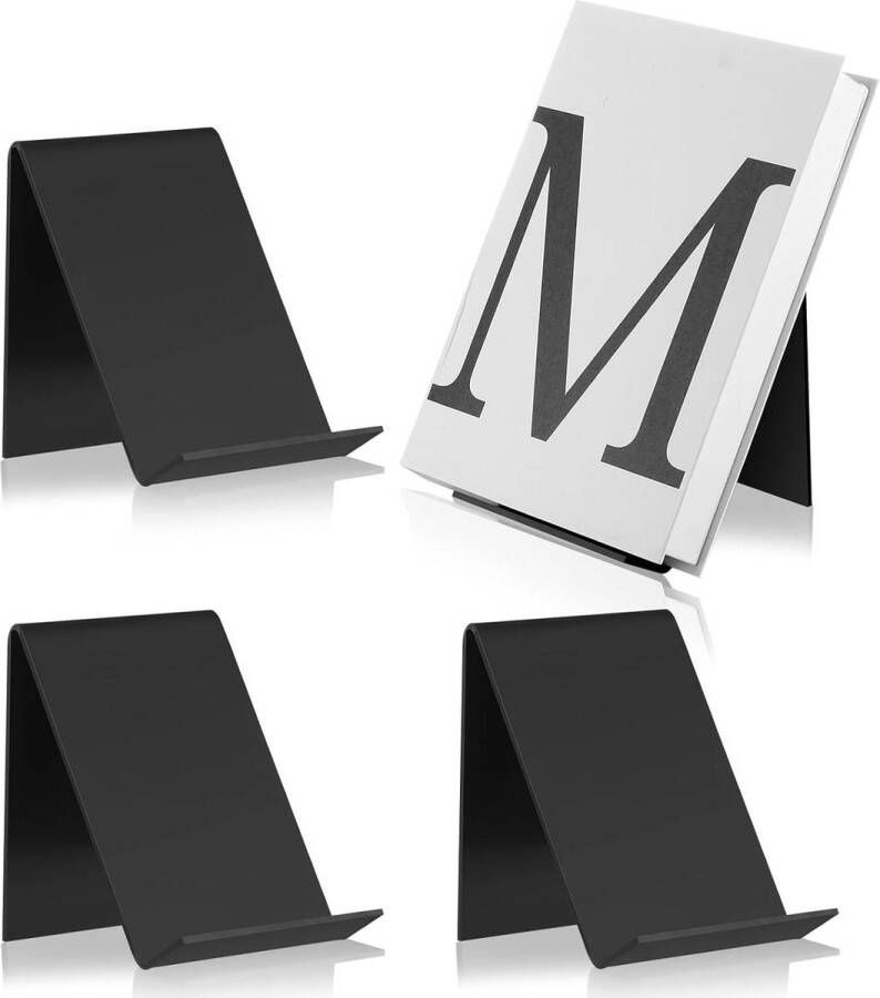 Boekenstandaard 3 stuks acryl boekenstandaard zwart verstelbaar 13 x 10 x 115 cm
