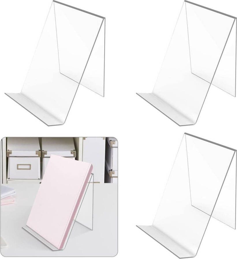 Boekenstandaard 3 stuks transparante acryl voor boeken fotoalbums prentenboeken kunstwerken cd's