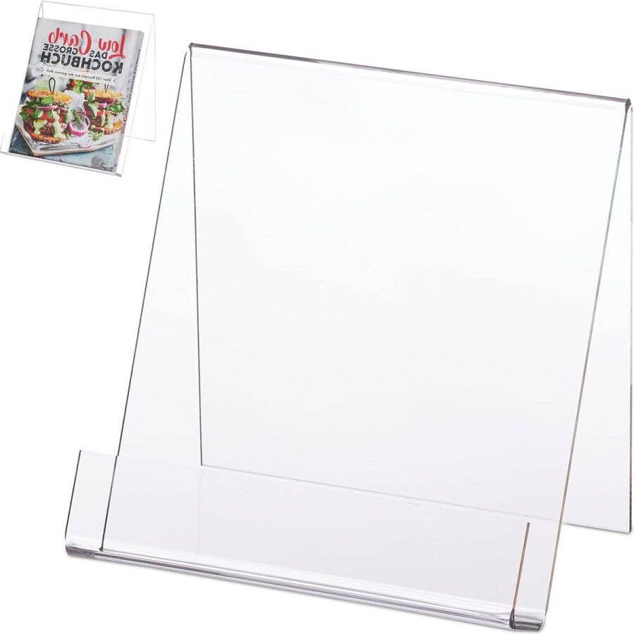 Boekenstandaard A5 acryl houder voor boeken en documenten HxBxD 15 x 15 x 11.5 cm doorzichtig book stand