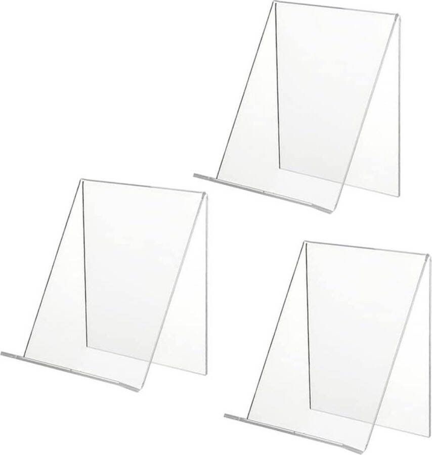 Boekenstandaard helder acryl 3 stuks-drager-ondersteuning-menublad-acryl boek ezel-fotoalbum kookboekhouder