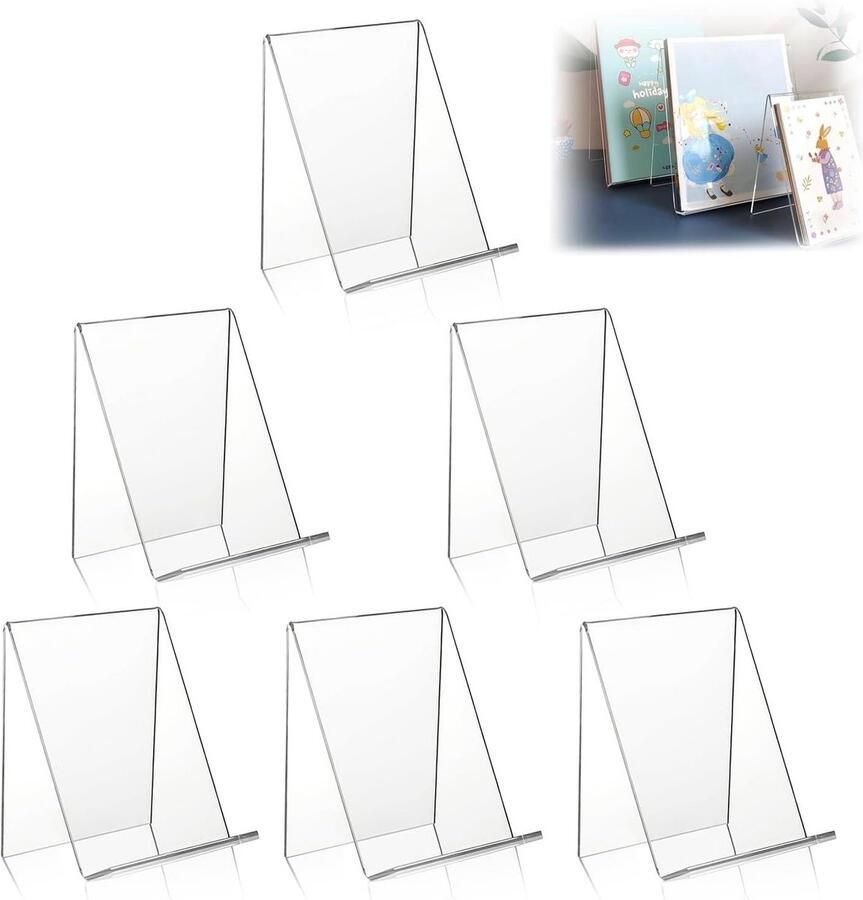 Boekenstandaard Transparante acryl tafelstandaard 6 stuks multifunctionele boekenstandaard boekhouder voor boeken notebooks handwerk voorwerpen 10 x 115 x 13 cm