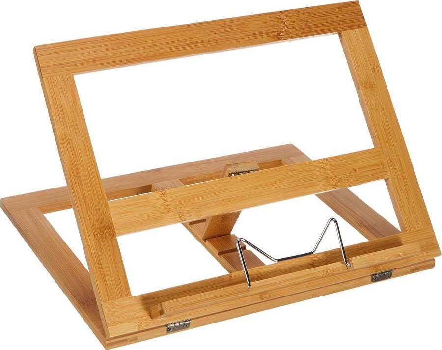 Boekenstandaard van hout en bamboe in bruin Grote uitvoering (34 x 26 x 47 cm) met opvouwbare standaard book stand