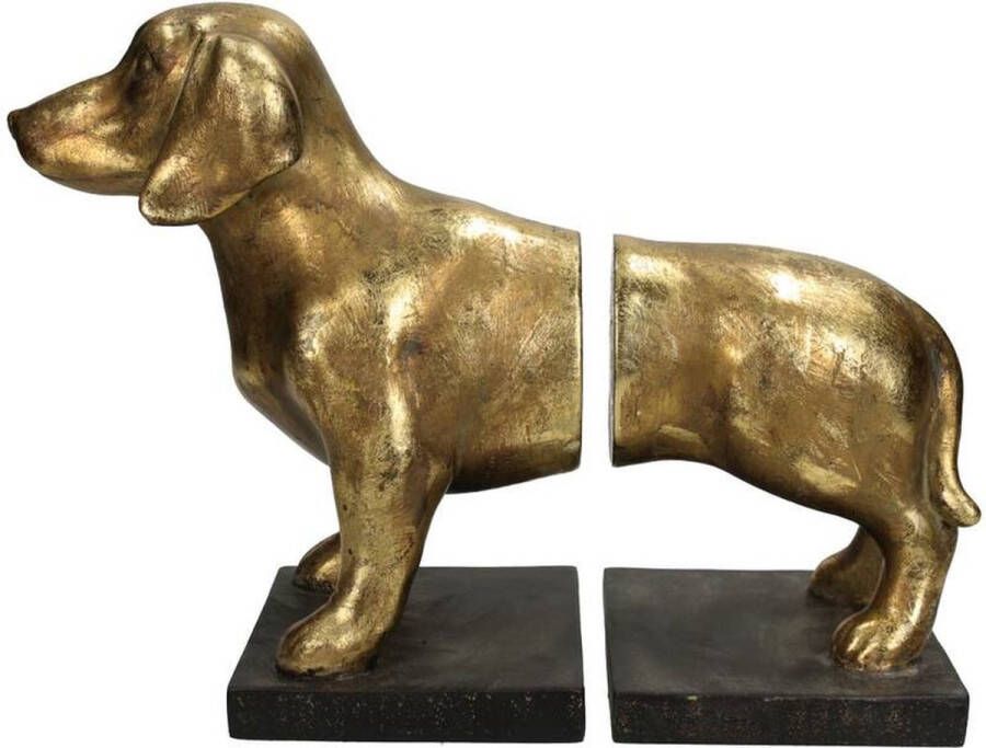 Wants&Needs Wants & Needs Boekensteunen Hond Teckels Goud Set van 2 Polyresin 20x12x21cm
