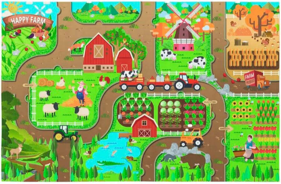 Boerderij speelkleed XL Multicolor Kunststof 120 x 80 cm Speelmat