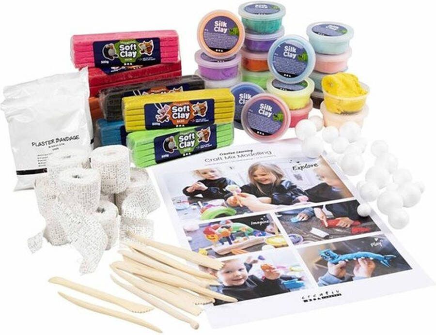 Boetseer Pakket Klei Pakket Hobby Klei Boetseermateriaal Boetseren Kinderen Soft Clay Silk Clay Gipsgaas Boetseerstokken Polystyreen Balletjes Illustratievellen