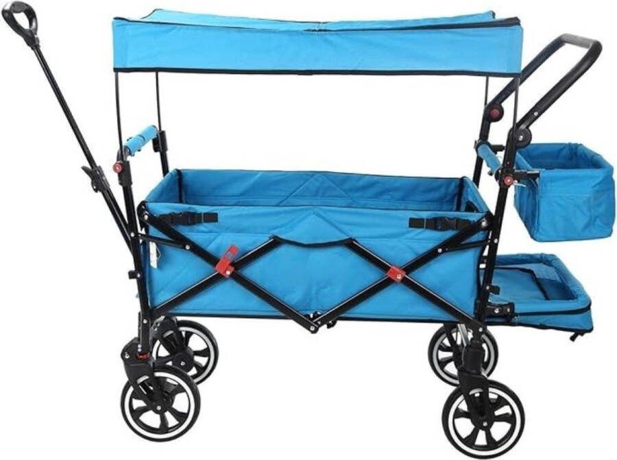 Bolderkar Kinderenvervoer Bolderkar Met Duwstang Blauw