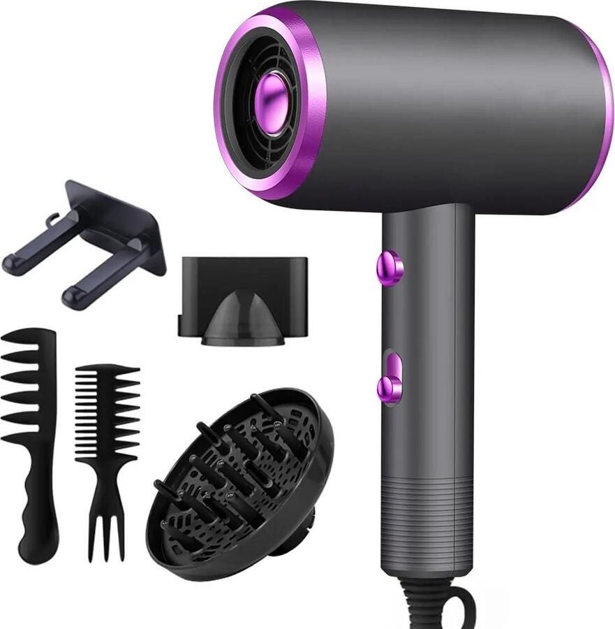 Bolmans Haardroger -Haardroger met Borstel Föhn met Diffuser Föhn 1800W Haardroger Krullen Haarverzorging