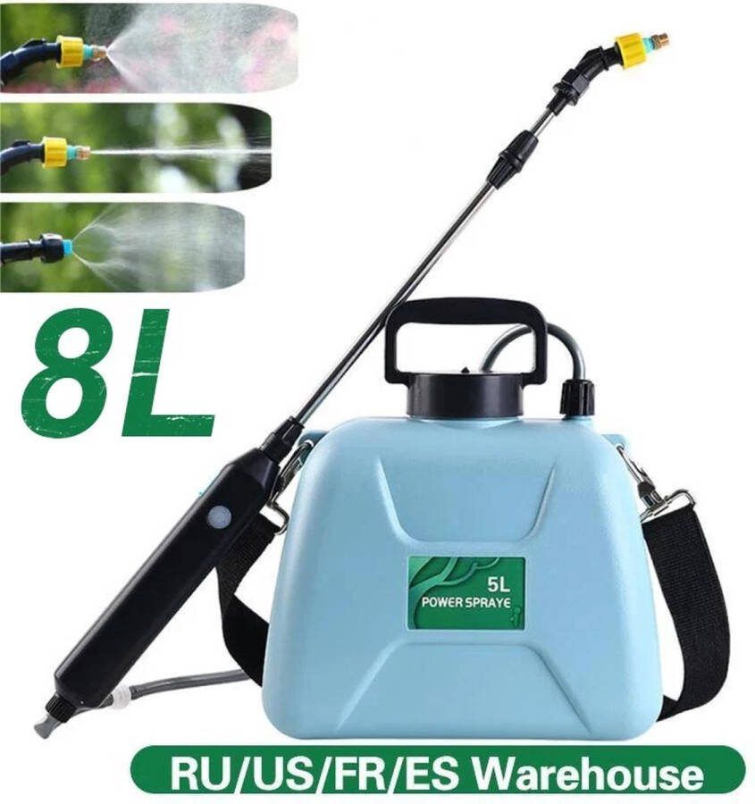 Bolmans Plantenspuit Plantsproeier 8L Usb Oplaadbaar 3.7V Sprinkler 3 Kopstukken Gieter Groen 30cm Met Shoulderstrap