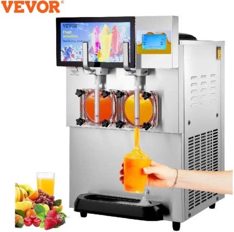 Bolmans Slushpuppy Machine Slush Machine Slush Ijsmachine 1800W Geschikt voor 2 Smaken 2x 8 Liter Zilver