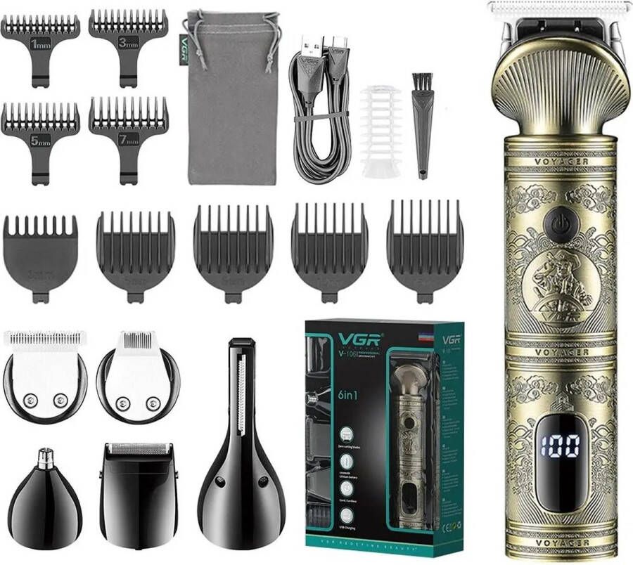 Bolmans Tondeuse Haartrimmer Trimmer Tondeuse Mannen 6 in 1 Tondeuse Hoofdhaar Tondeuse Hond Scheerapparaat Met Display USB C