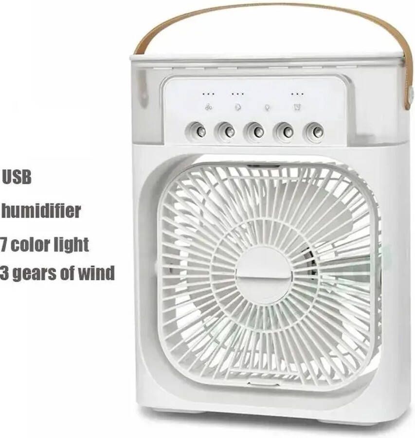 Bolmans Ventilator Waaier Draagbare Ventilator 3 in 1 Ventilator Luchtbevochtiger Luchtkoeler LED Verlichting Verstelbaar 3 Snelheden 10W