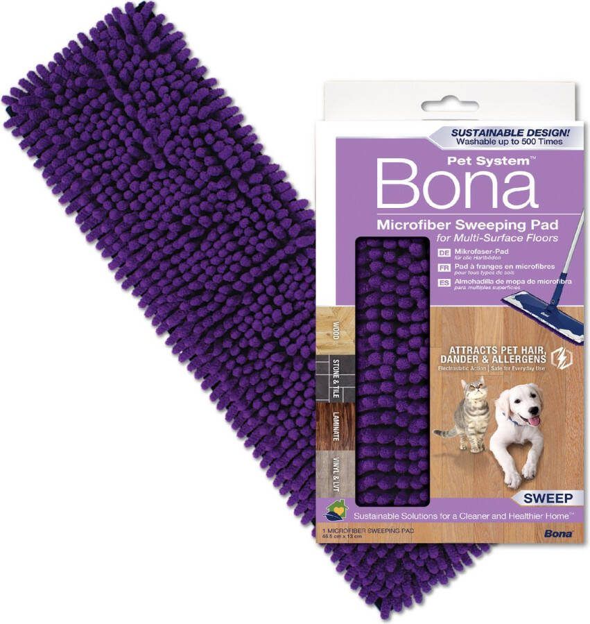 Bona Pet System Microfiber Sweeping Pad (Stofpad) Vloerdoek Huisdierhaar Verwijderaar Haarverwijderaar voor Huisdieren Kattenhaar Verwijderaar Hondenhaar Verwijderaar